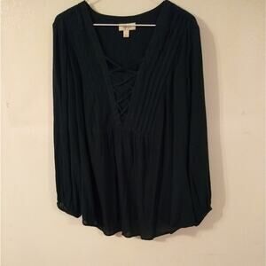 Style and Co Women's Size Large dark green blouse . Office